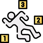 Lichaam op de grond, cijfers erbij icon murder mystery