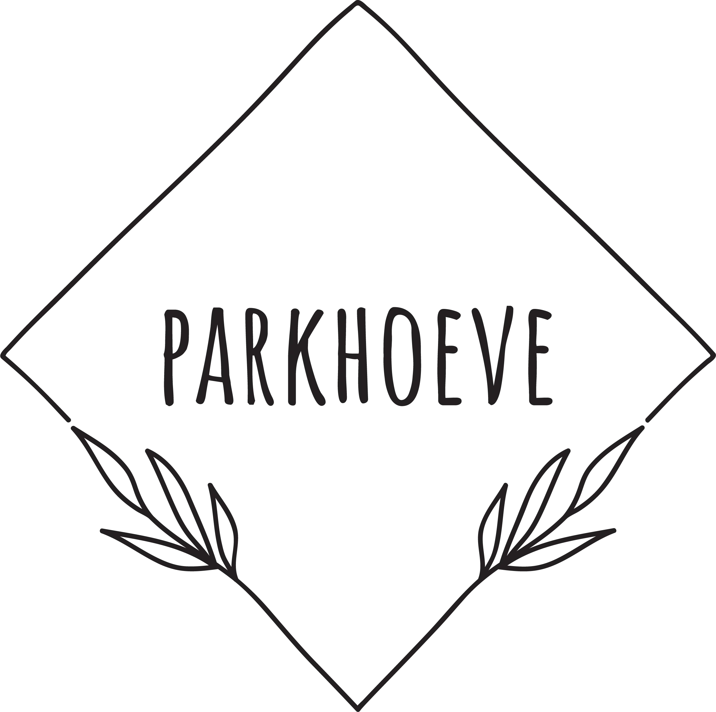 Logo van Parkhoeve in Ham, een groene eventlocatie voor outdoor events en teambuildings in Limburg